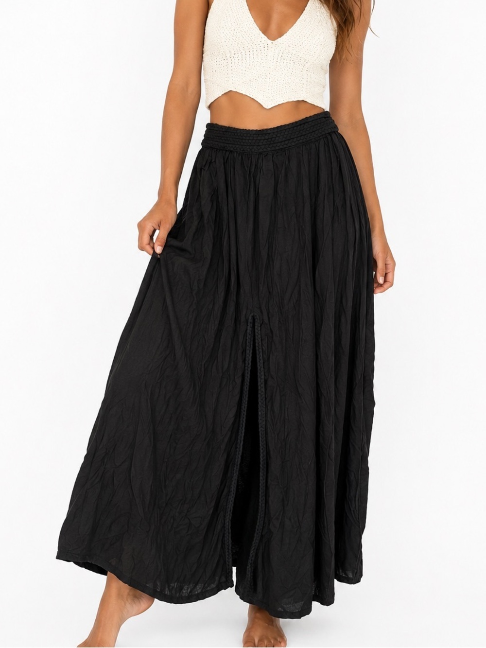 Pythia Black Boho Maxi Skirt M/L NWT Flowy Gauze Peasant Festival Cottagecore
